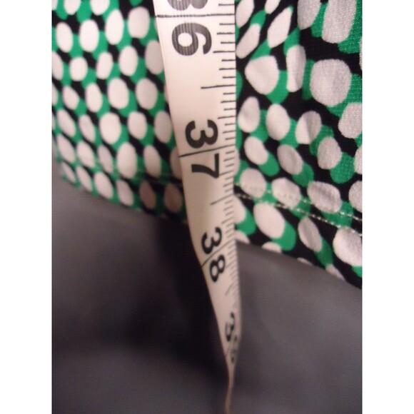 Roz & Ali Faux Wrap Sheath Dress Green White Polka Dot Stretch Womens Size XS - Picture 11 of 13